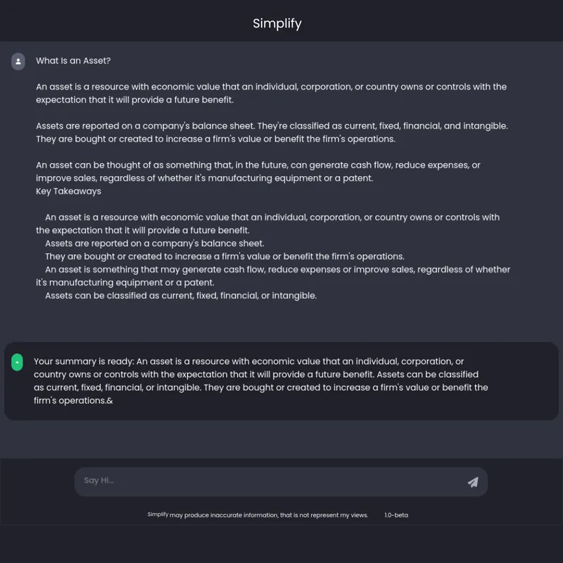 AI Summarizer Chat app preview